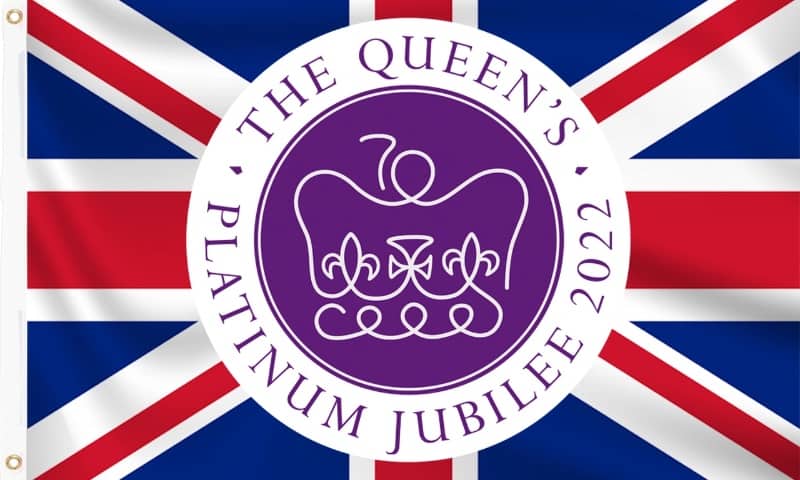 Jubileu de Platina Rainha Elizabeth II - Logomarca com a Bandeira do Reino Unido - bate Papo Blog - Turistando em Londres